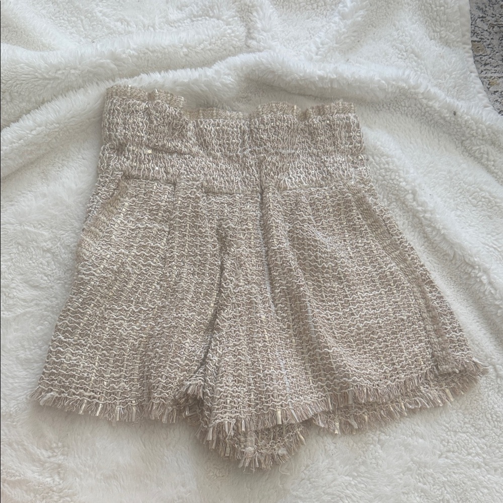 IRO High Waist Textured Tan Shorts